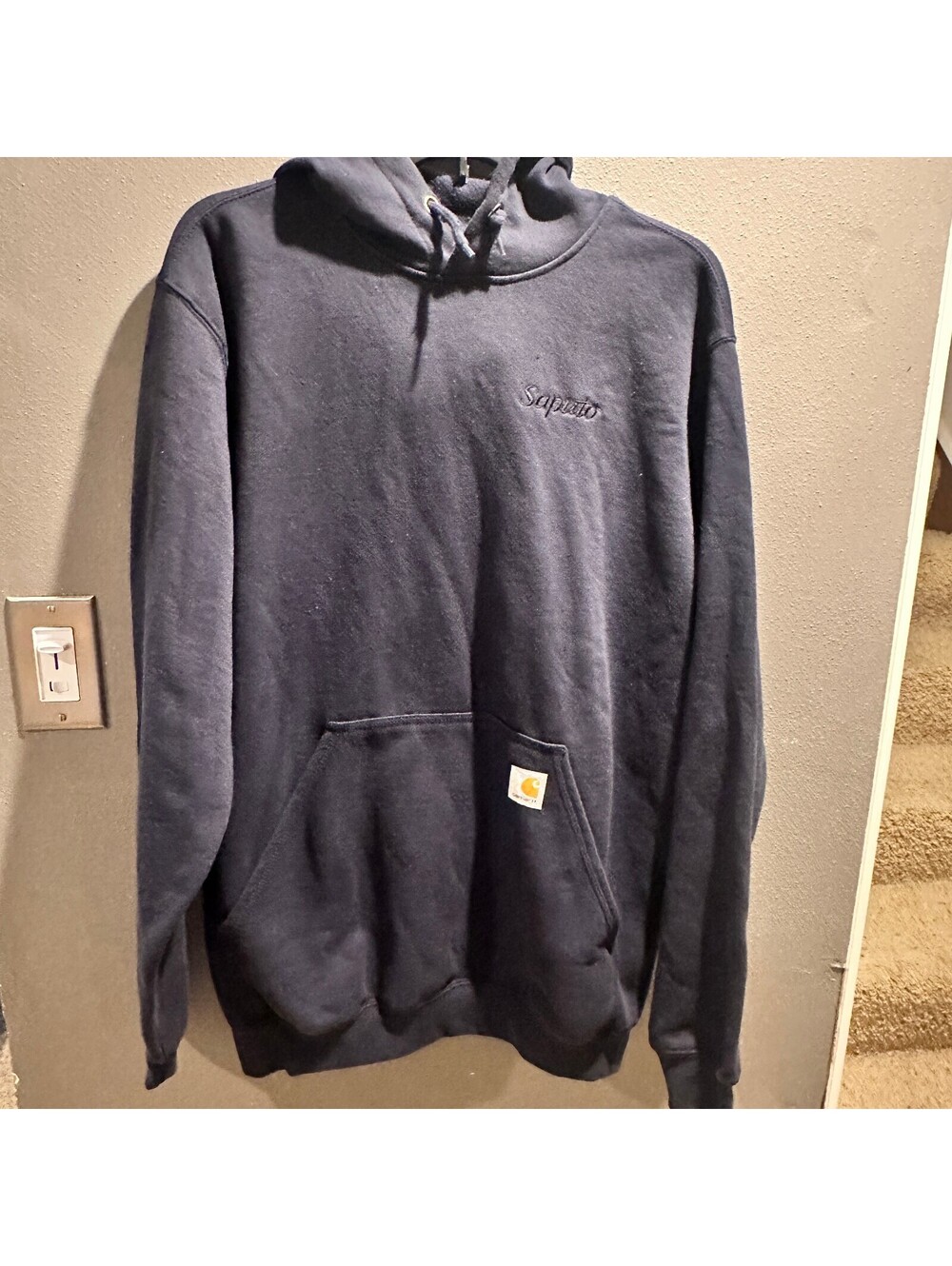 Carhartt Loose Fit Navy Blue Hoodie with Saputo Embroidery